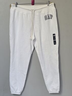 GAP White Logo Drawstring Sweatpants